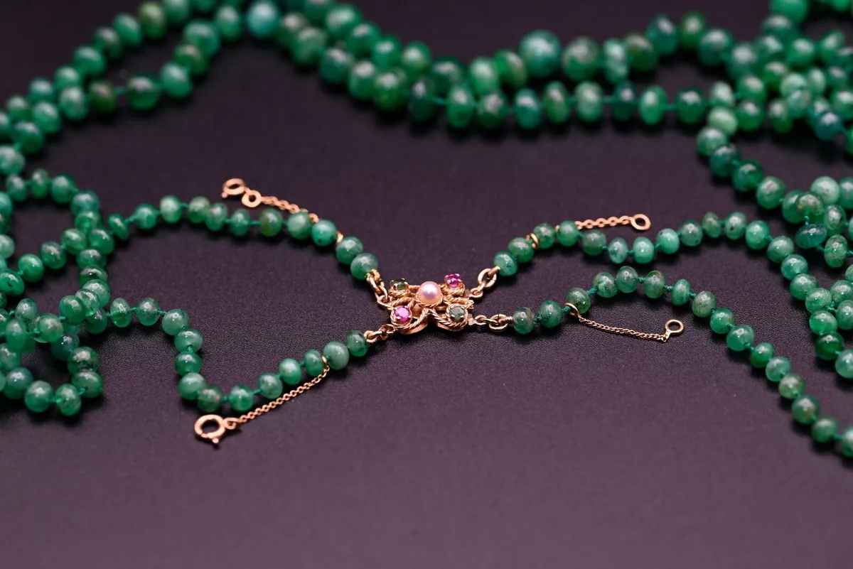 Vintage  Emerald Gatsby Necklace - 18ct Rose Gold - Image 3