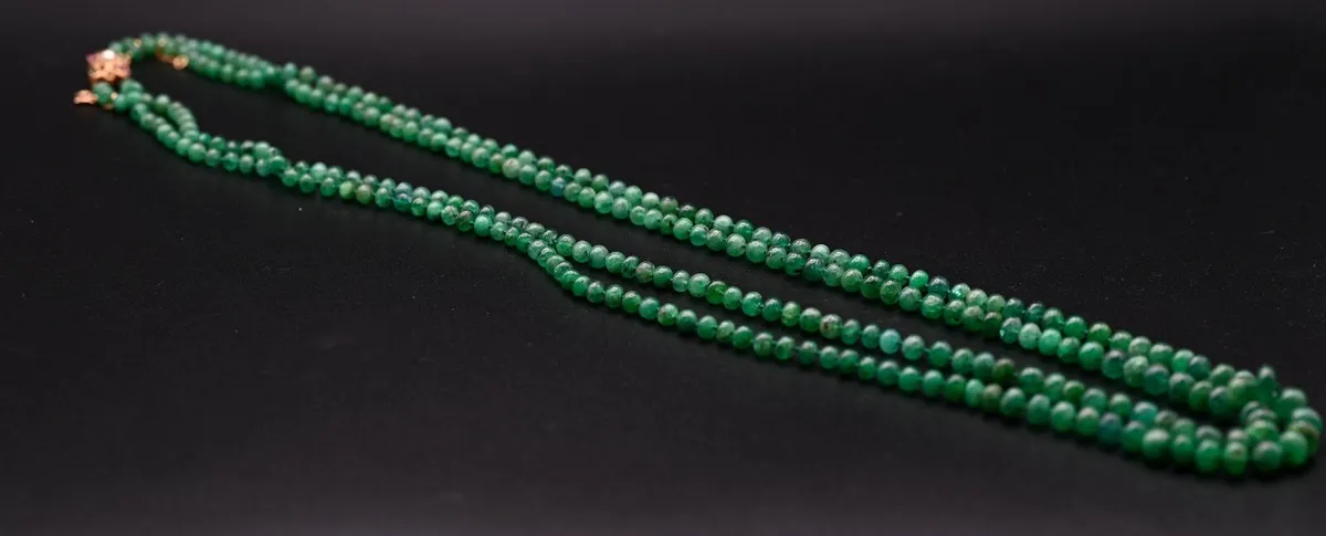 Vintage  Emerald Gatsby Necklace - 18ct Rose Gold - Image 2