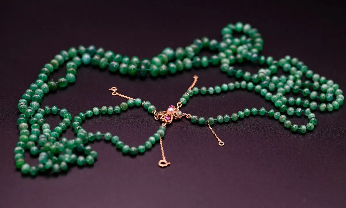 Vintage  Emerald Gatsby Necklace - 18ct Rose Gold - Image 1