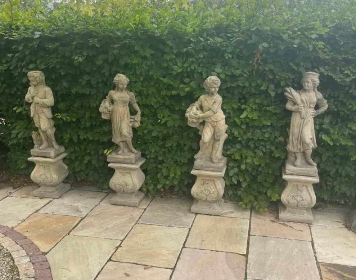 Set of four stone season statues - Image 2