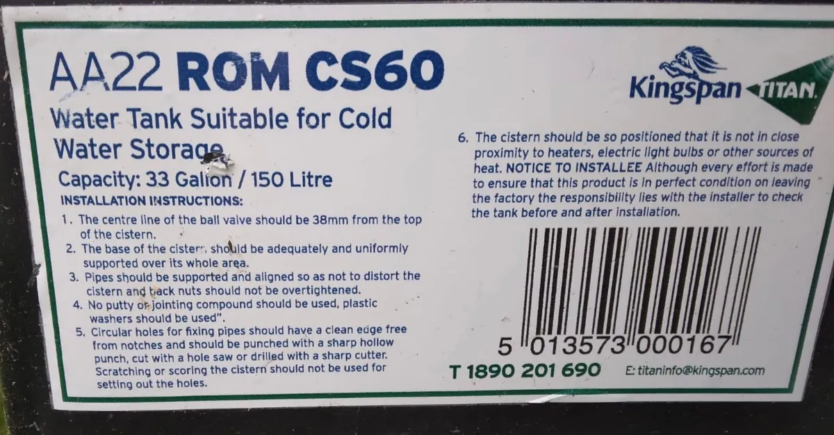 CS60 CLOSED ATTIC WATER TANK - Image 2