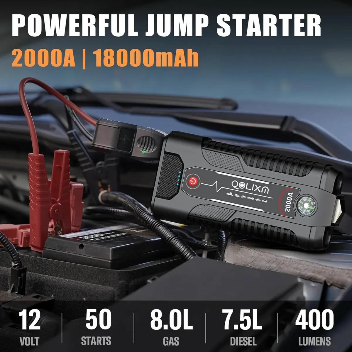 Dl100 Jump Starter, 2000A 18000mAh Battery Starter - Image 1