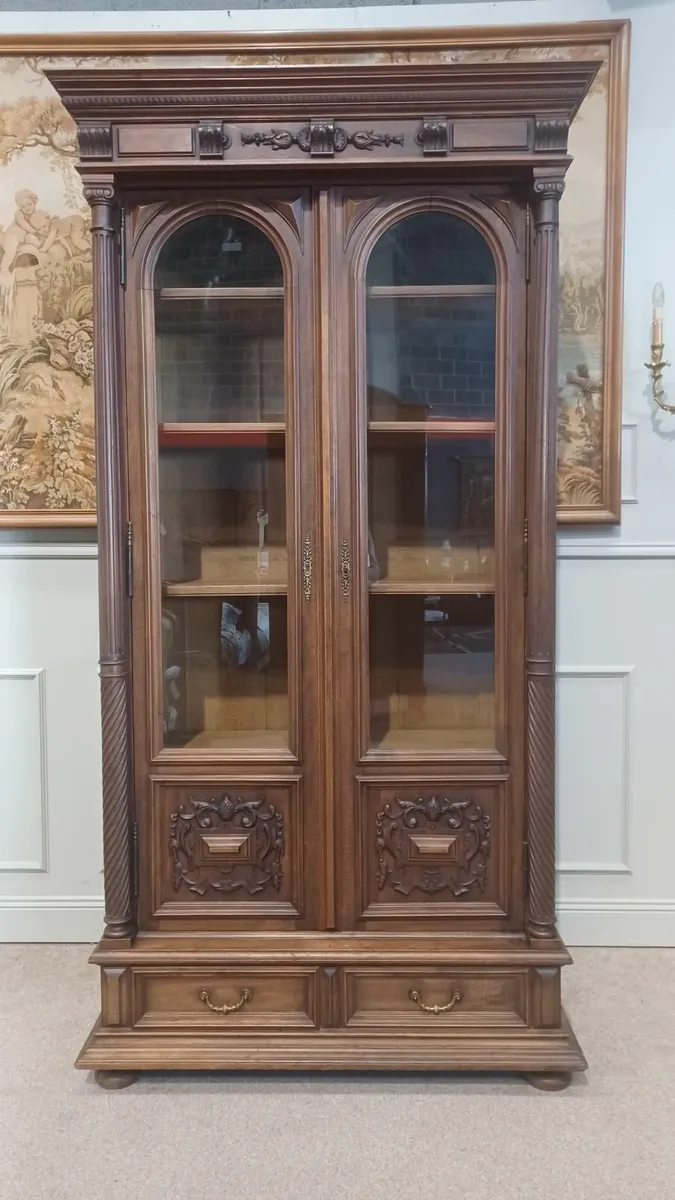 Antique French Walnut Library - bookcase - Image 1