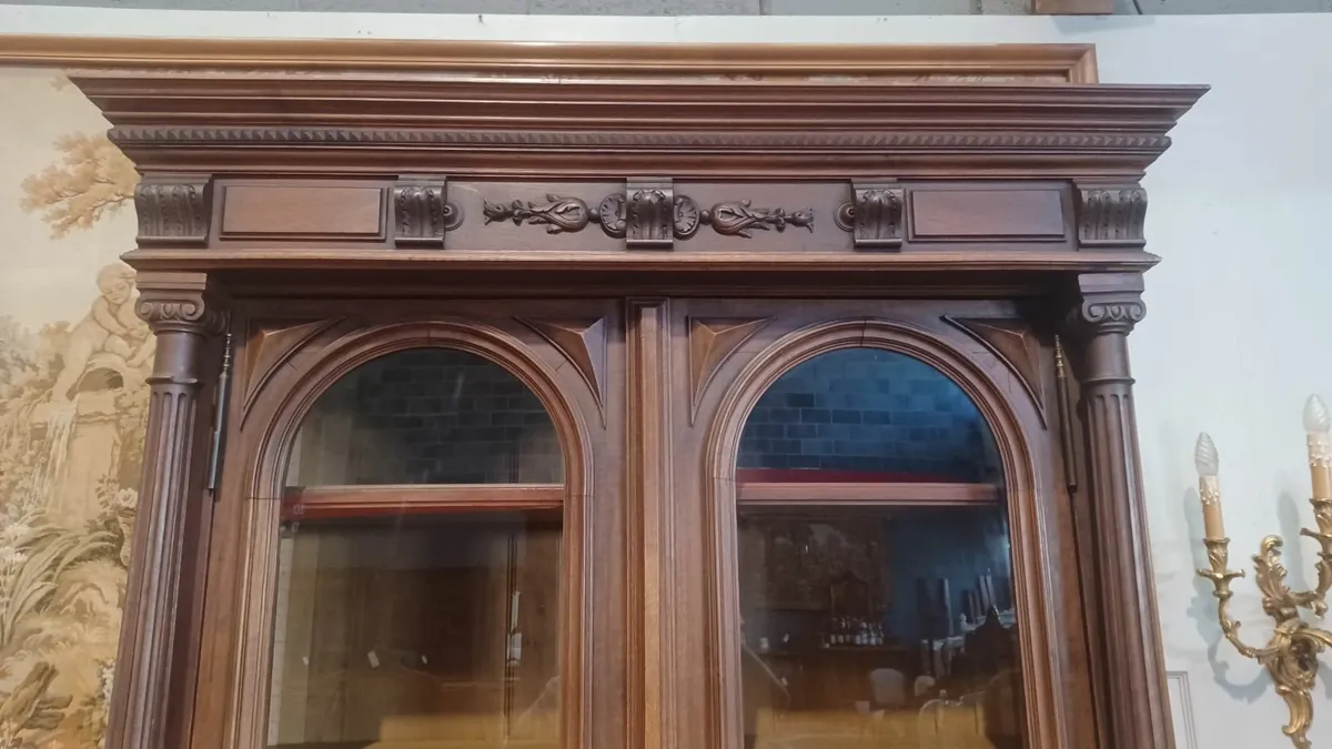 Antique French Walnut Library - bookcase - Image 4