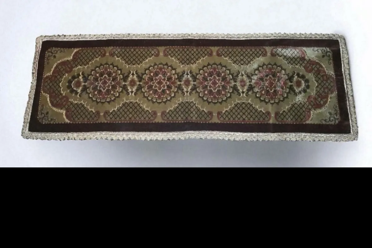 Antique large brocade table cloth - Image 1