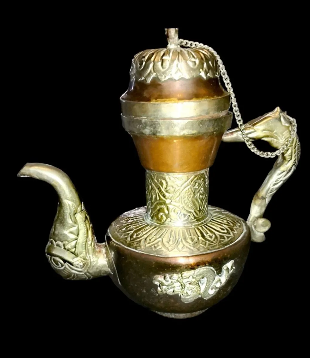 Antique silver and brass Tibet teapot - Image 3