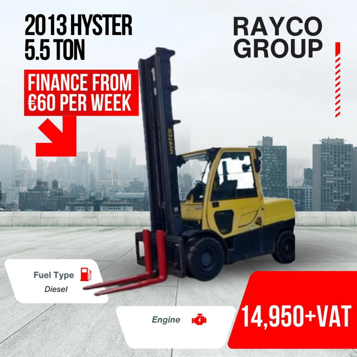 5.5 Ton Hyster Forklifts W/Cabs - Image 2