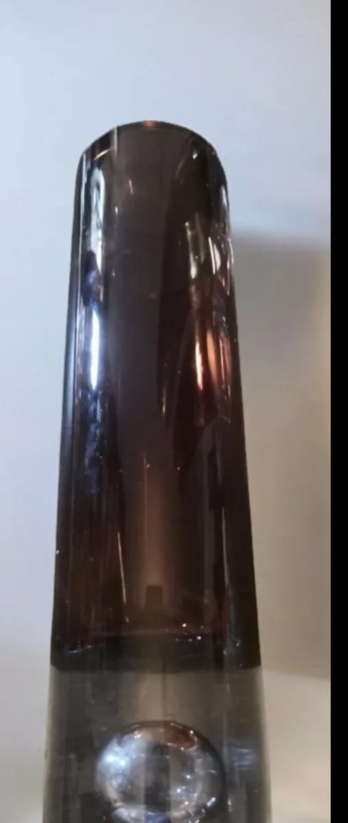 3 handblown heavy amber glass vases - Image 2