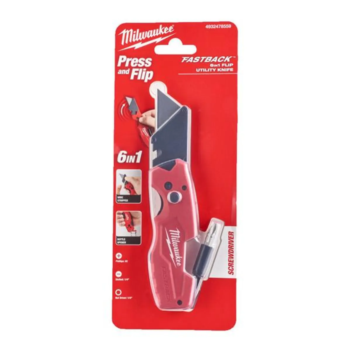 Milwaukee Fastback Flip Utility Knife 6-in-1 - Image 1