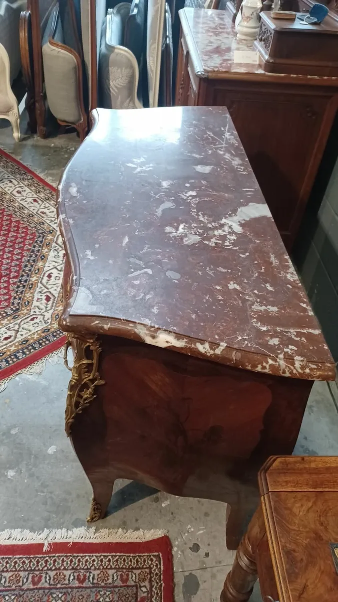 Floral Marquetry French Bombe Chest of Drawers - Image 4