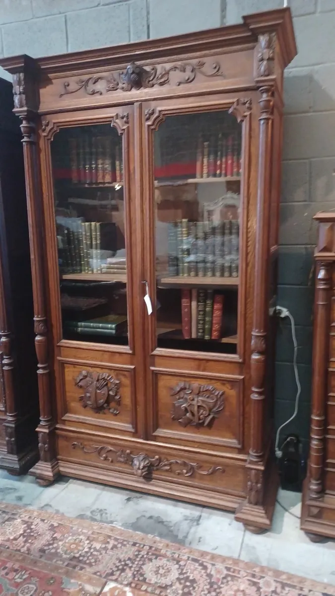 French antique solid oak bookcase Henry II - Image 2