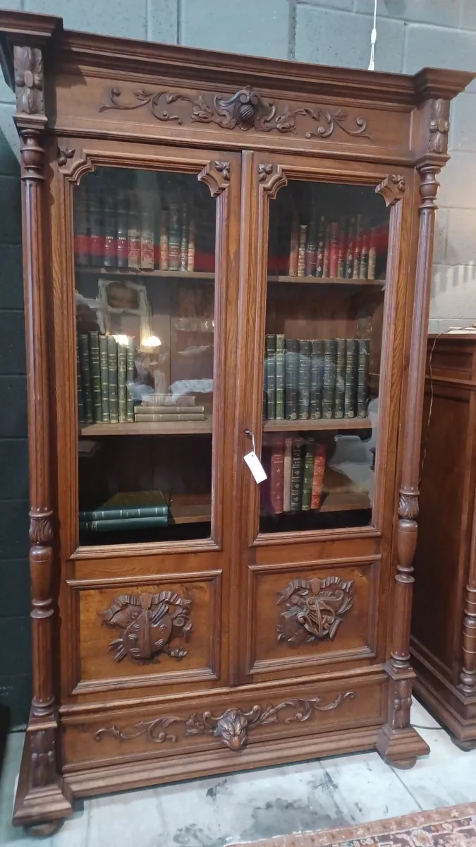 French antique solid oak bookcase Henry II - Image 3