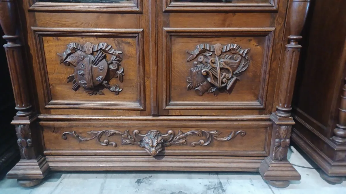 French antique solid oak bookcase Henry II - Image 4