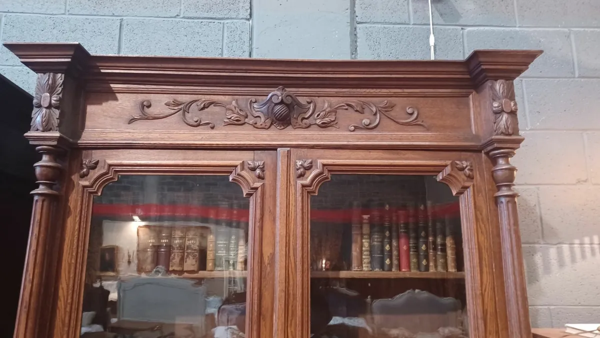 French antique solid oak bookcase Henry II - Image 1