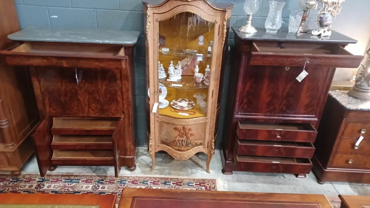 Two mahogany secretary desks and a display cabinet - Image 2