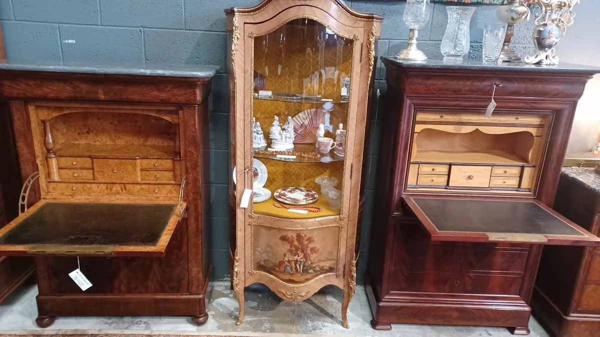 Two mahogany secretary desks and a display cabinet - Image 3