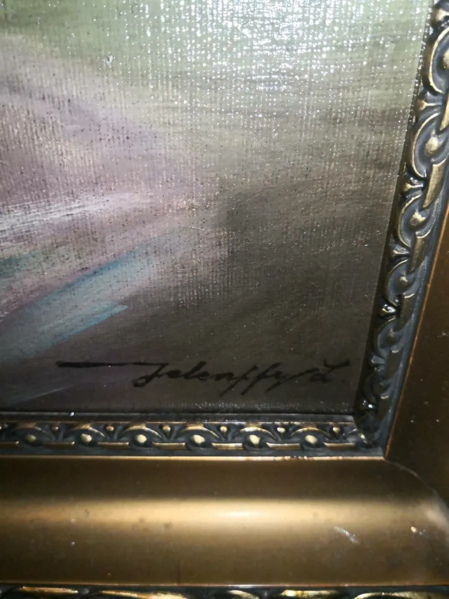 Antique oil painting of a lady - Image 4