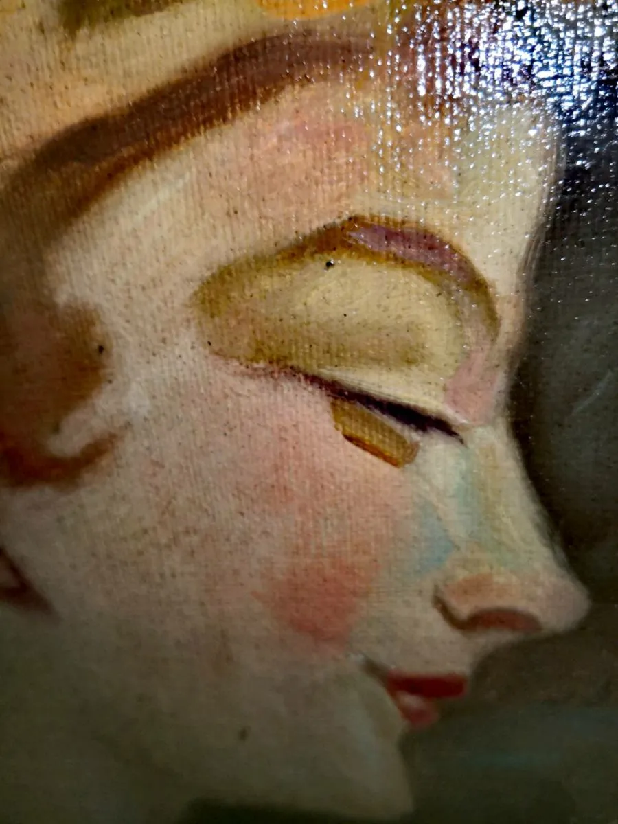 Antique oil painting of a lady - Image 2