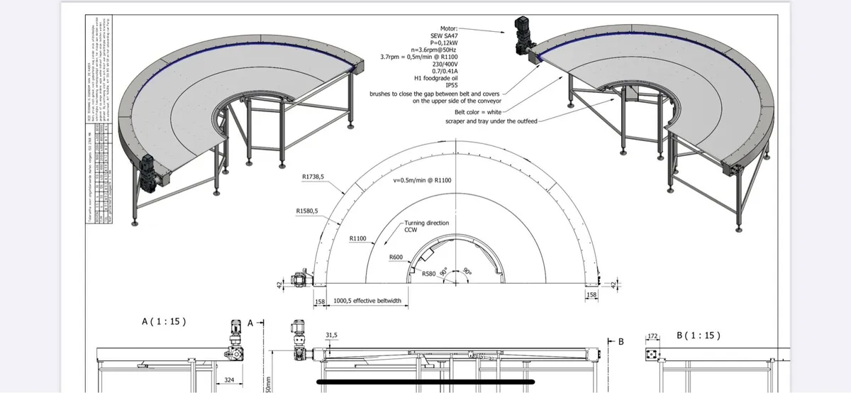 5 metre stainless wash conveyor and 180 conveyor - Image 4