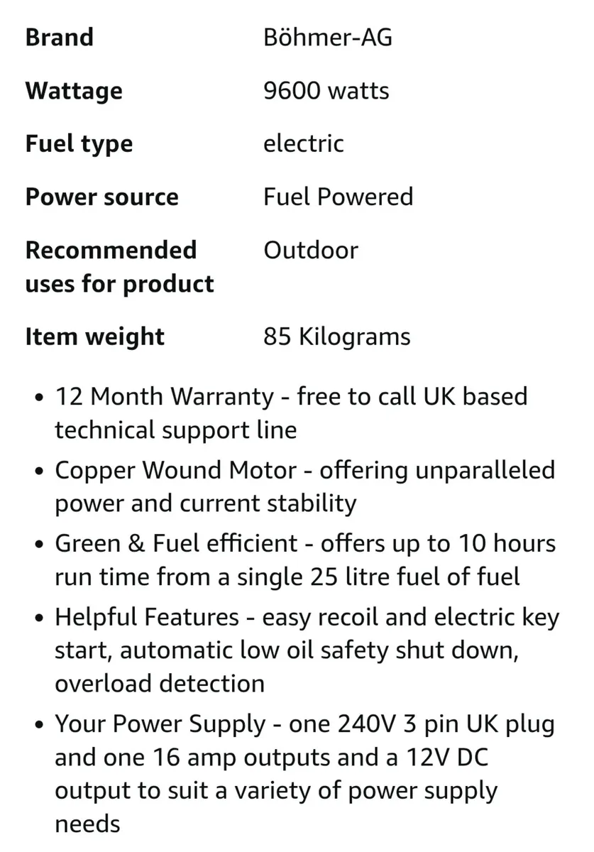 BÖHMER-AG 7000K-e 9.5kva 240v Generator - Image 4