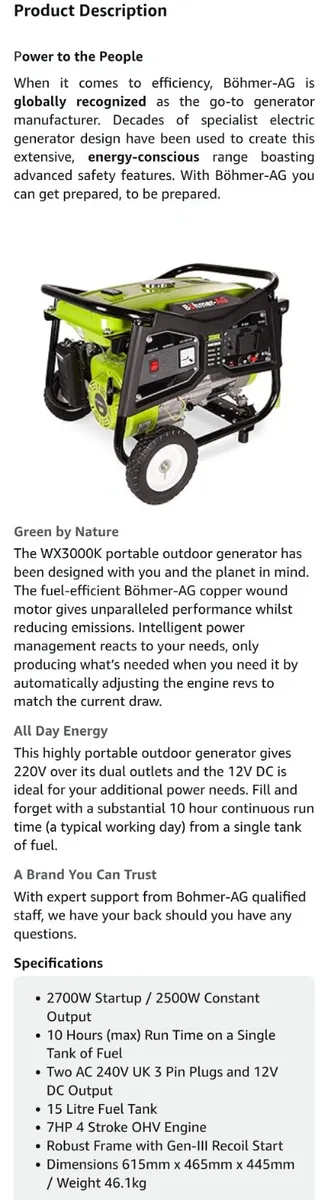 BÖHMER-AG WX3000K Generator - Image 4