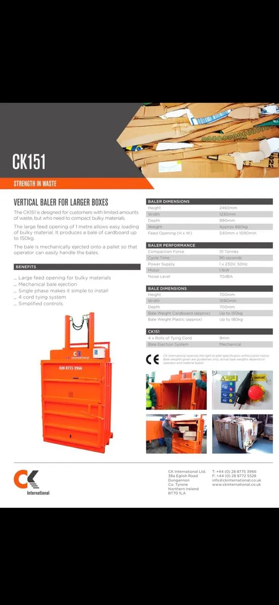 Cardboard baler compactor 150/200kg - Image 3