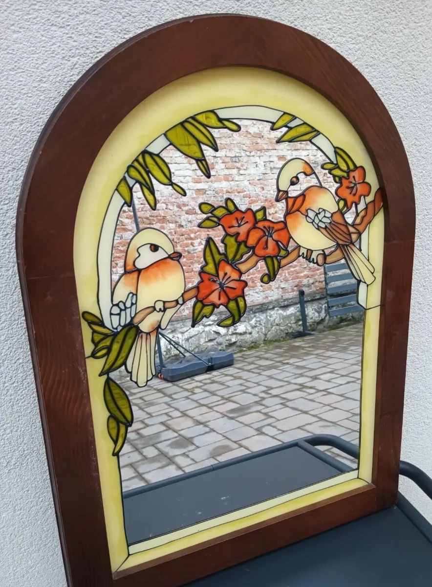 Stunning Art Noveau mirror with birds - Image 1
