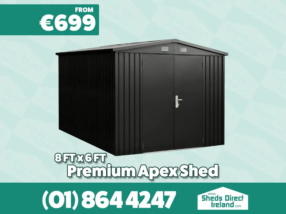 Premium Apex 8ft x 6ft Steel Garden Shed - Image 1