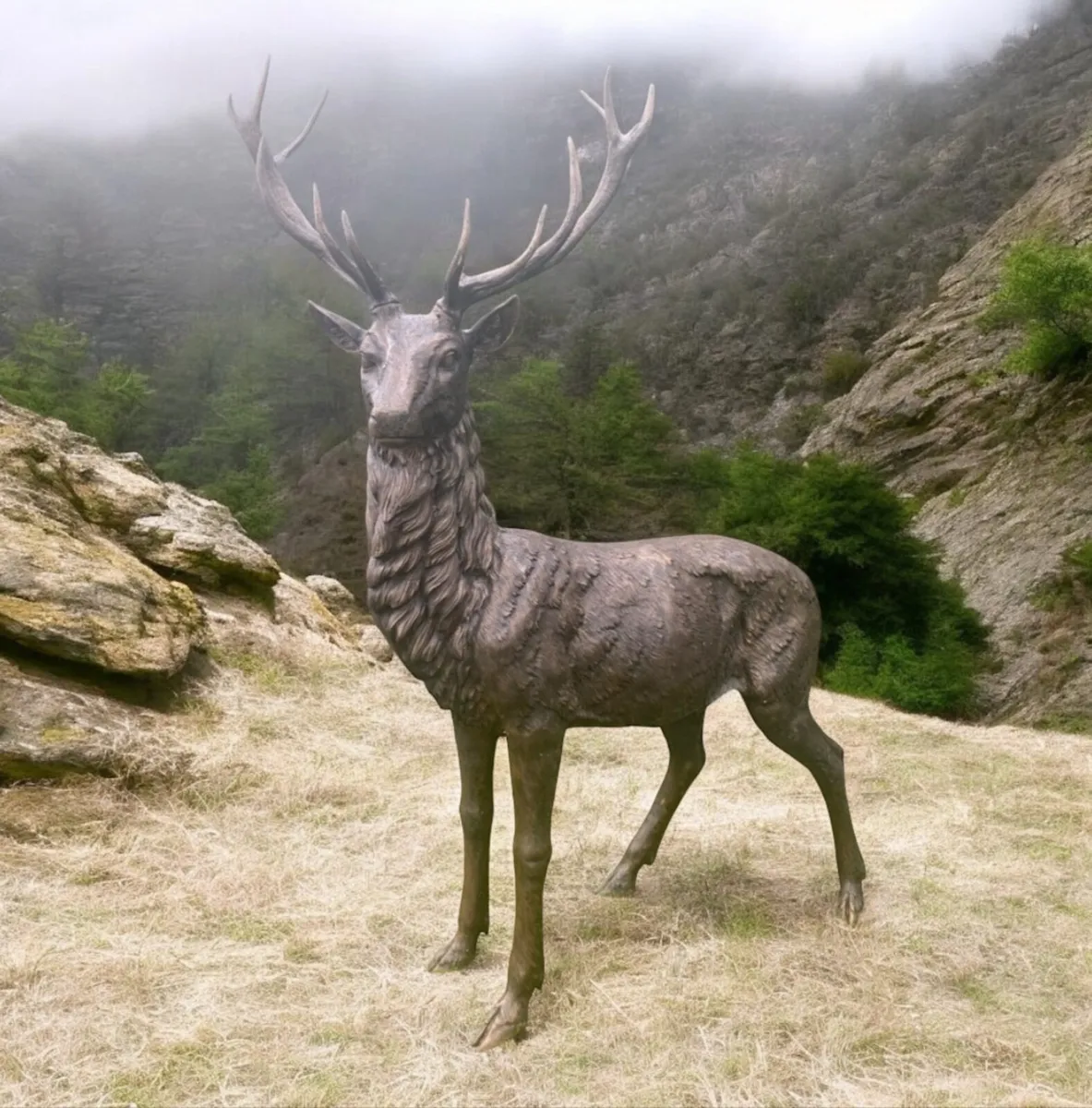 10 feet tall bronze deer sculpture - Image 4
