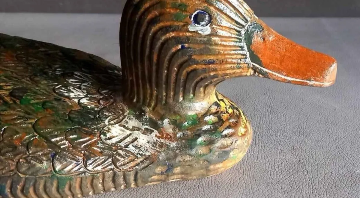 Unique 1950s hand carved large duck 45cm - Image 4