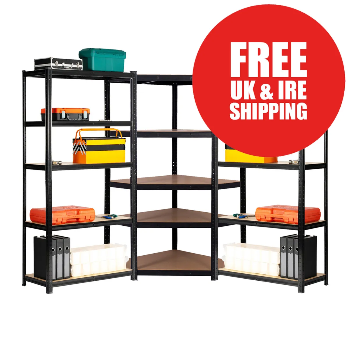 Budget Garage Shelving | Black | Corner 3 Bay Deal - Image 1