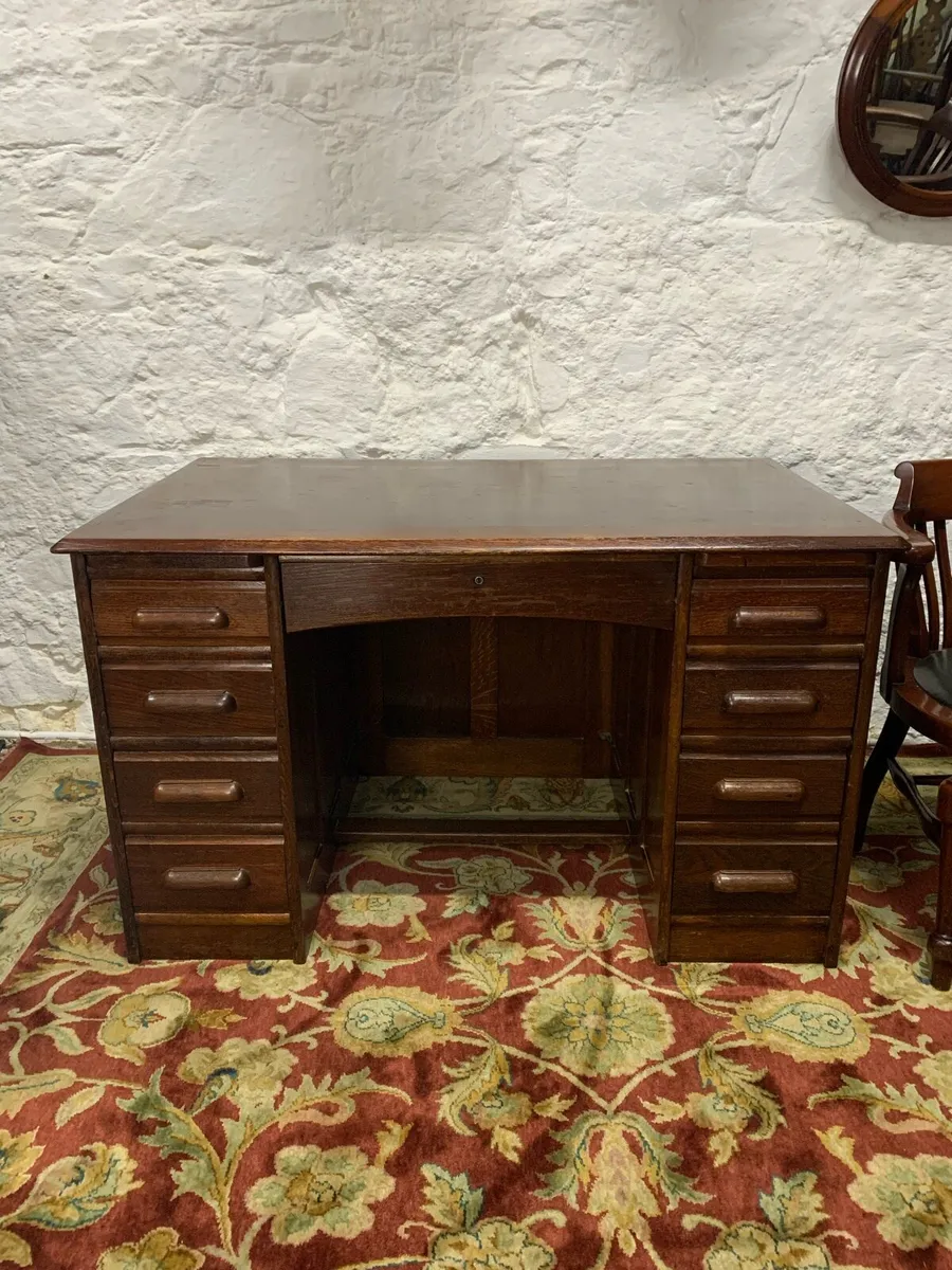 Edwardian Oak Pedestal Desk c.1910 - Image 2