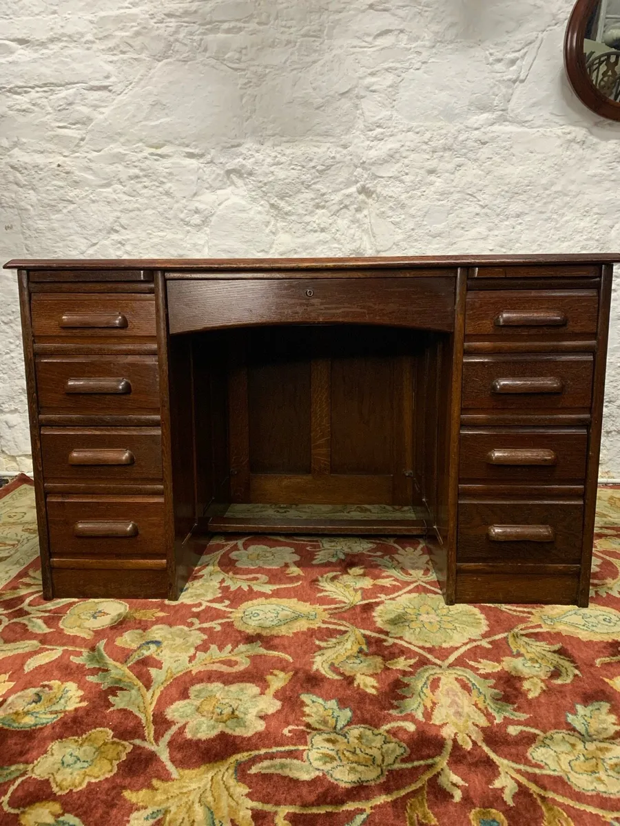 Edwardian Oak Pedestal Desk c.1910 - Image 1