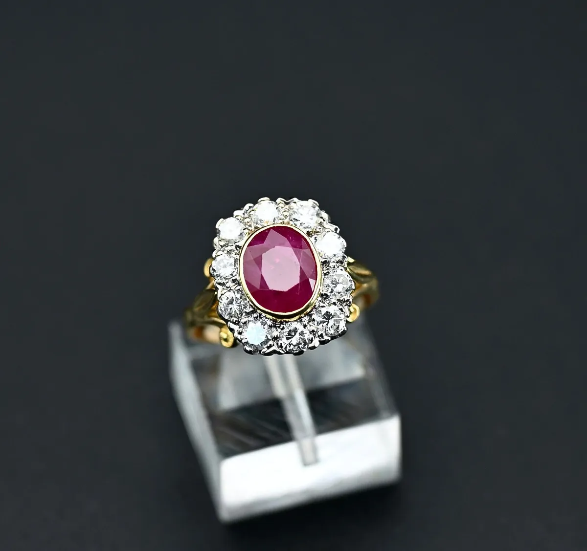 Antique 1940s Ruby & Diamond Cluster Ring - 18ct - Image 4