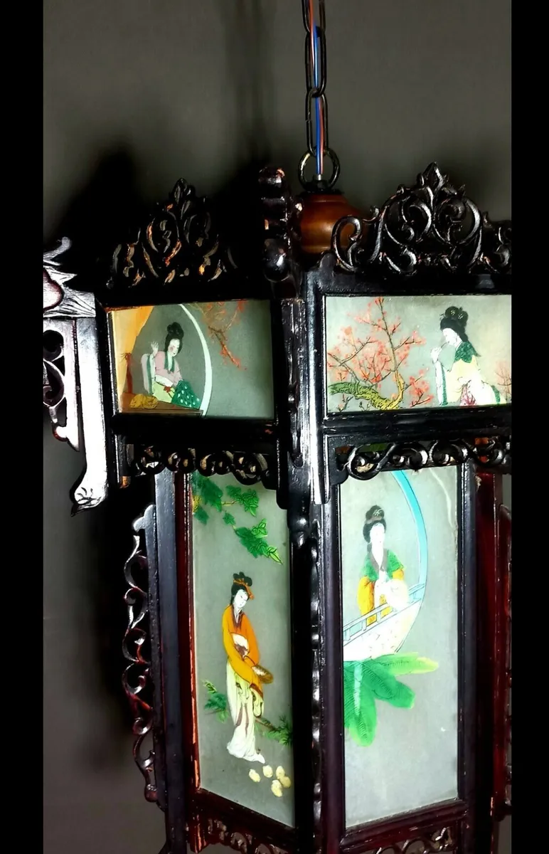 Unique large Chinese carved palace lamp 1930 - Image 2