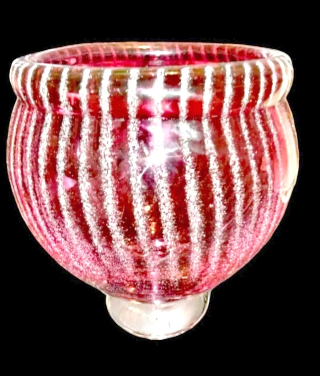 Moser style cranberry glass heavy vase - Image 1
