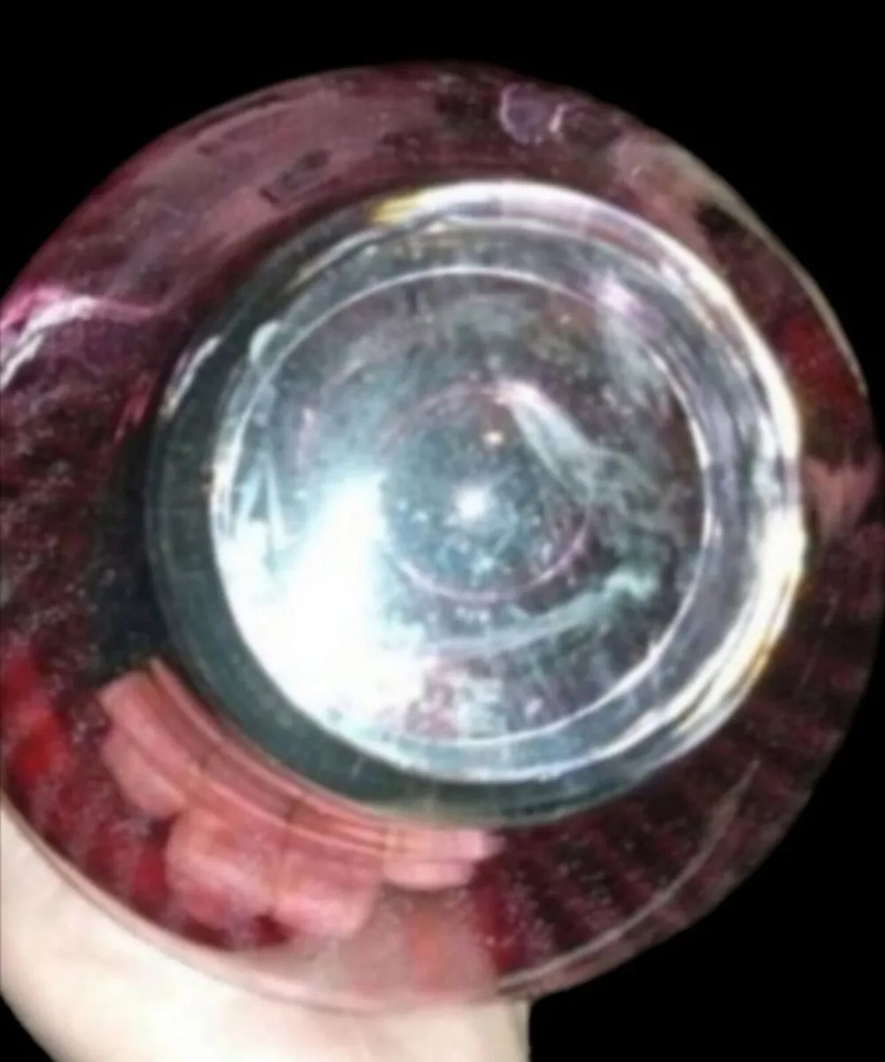 Moser style cranberry glass heavy vase - Image 3