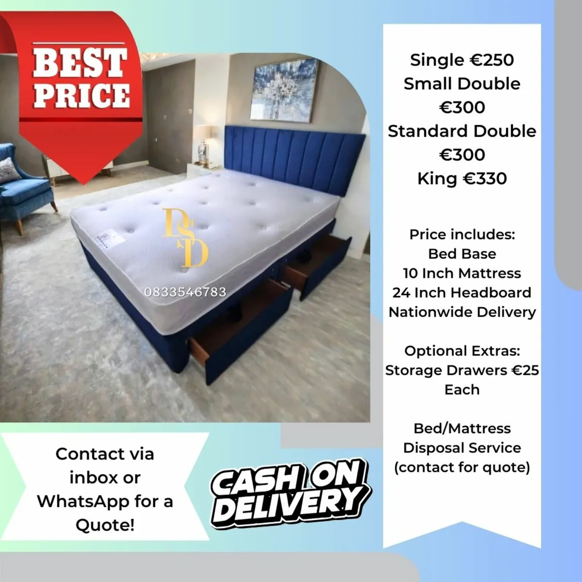 Blue Velvet Beds - Nationwide Delivery - Image 2