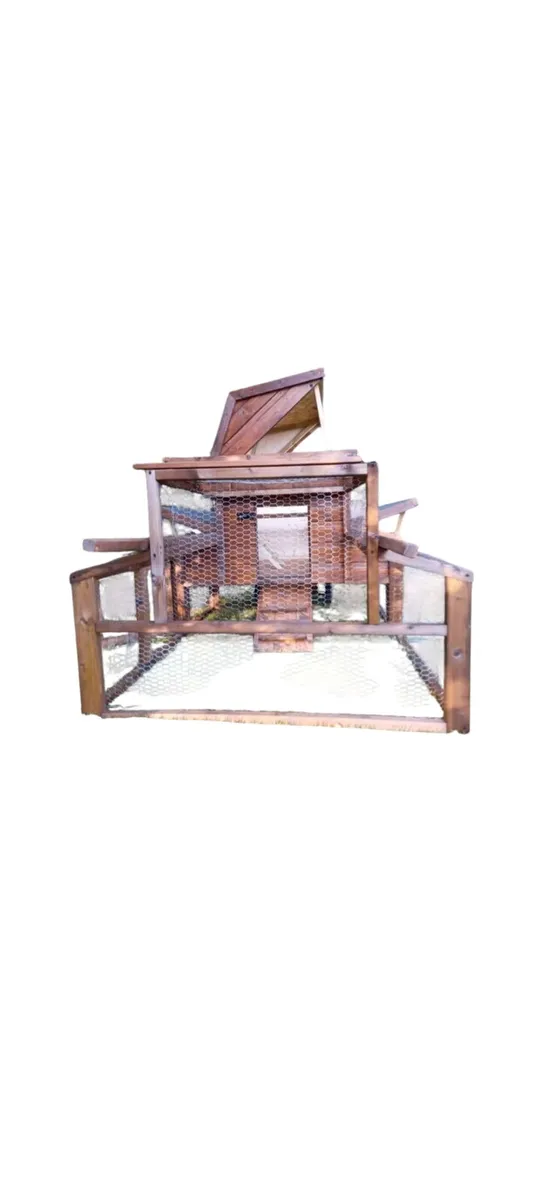 Timber hen ark & cage pen on wheels chicken coop - Image 4