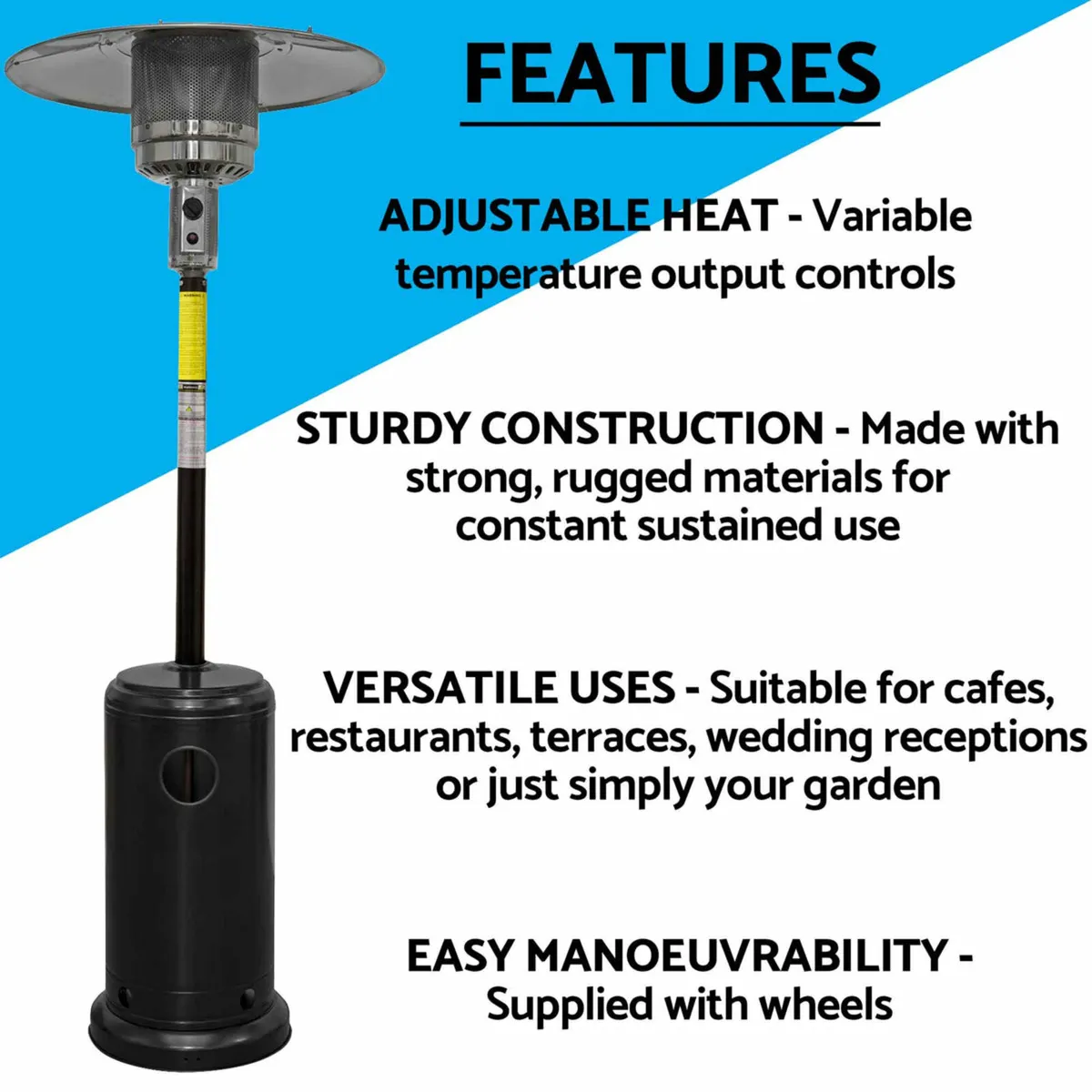 Tall gas patio heater ½ price to clear - Image 2