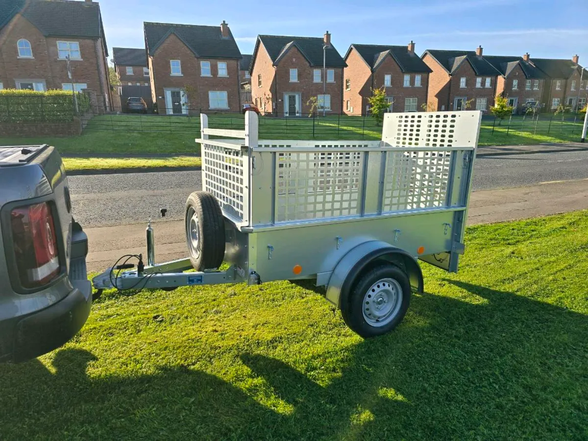 New 7x4ft galvanised car trailer with meshsides - Image 1