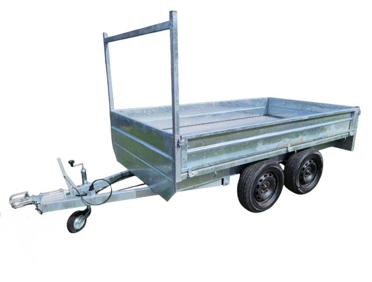 Galvanised 9x5ft builders dropside flatbed trailer - Image 1