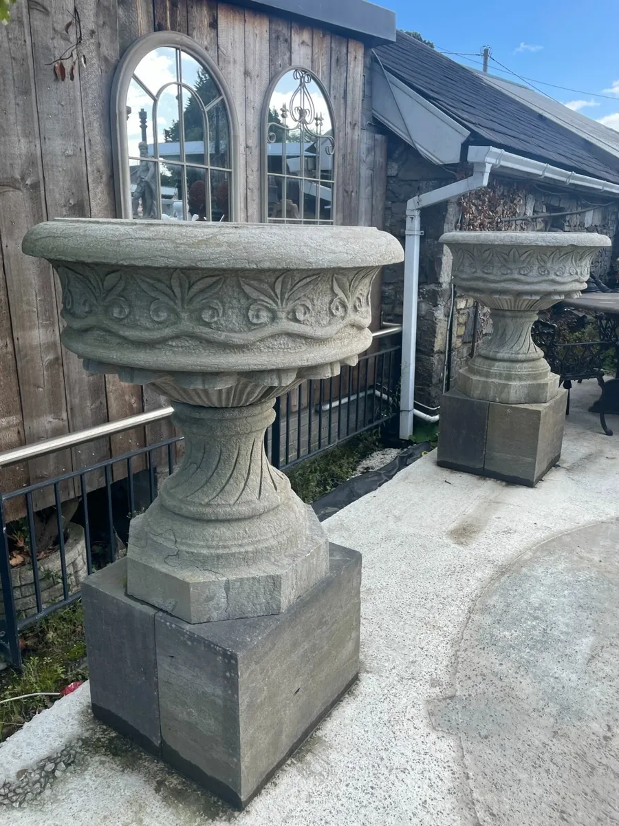 Large Limestone Urns - Image 1