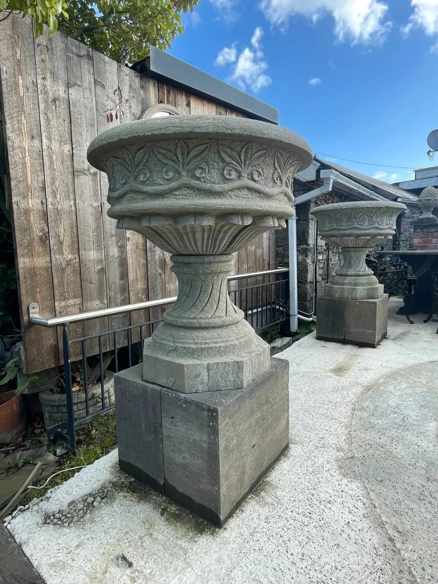 Large Limestone Urns - Image 3