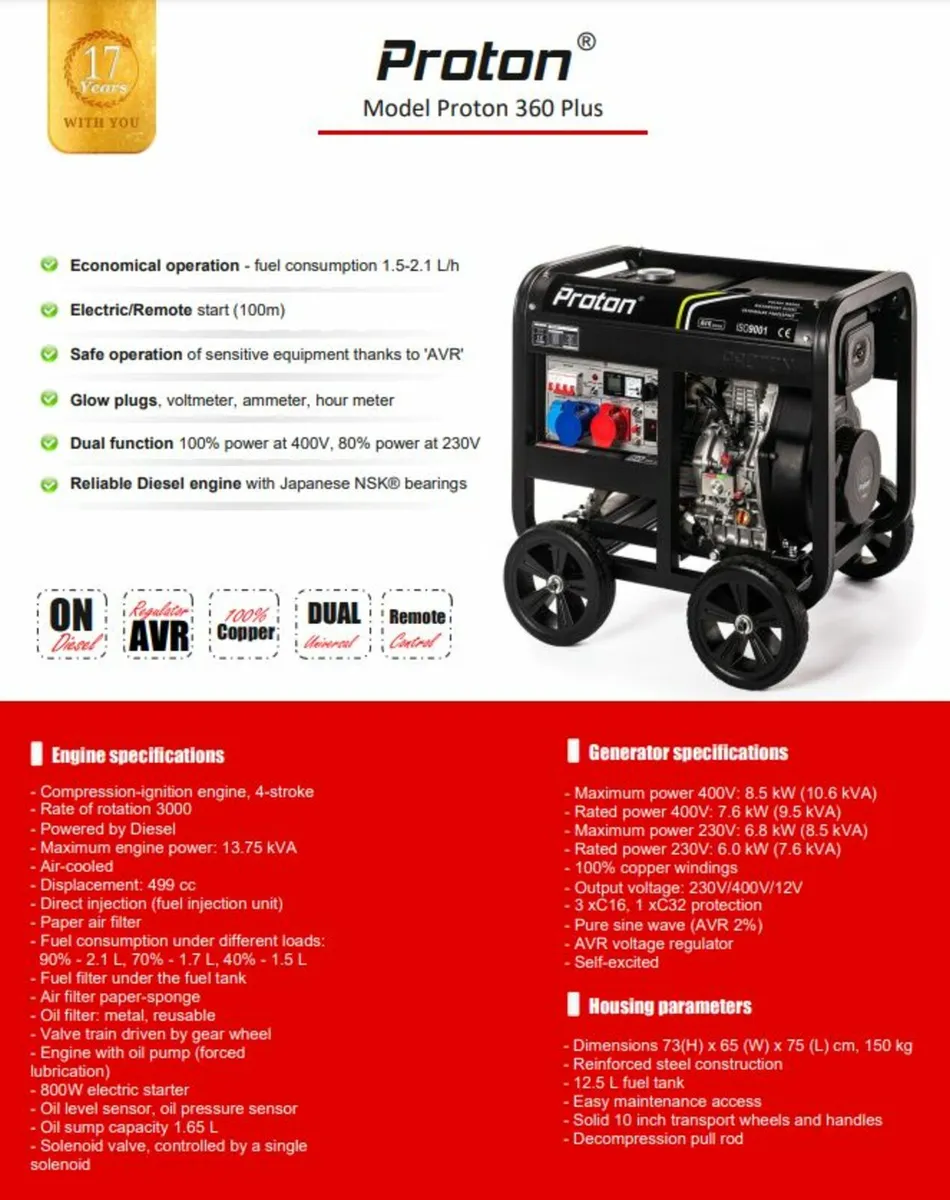 Diesel Generator Proton 360 Plus Dual 10.6 kVA - Image 2