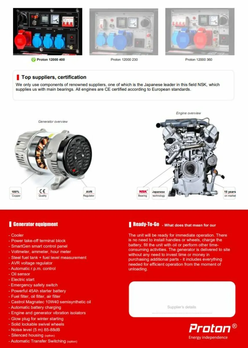 Diesel Generator Proton 12000 400 12 kW/(15.0 kVA) - Image 3