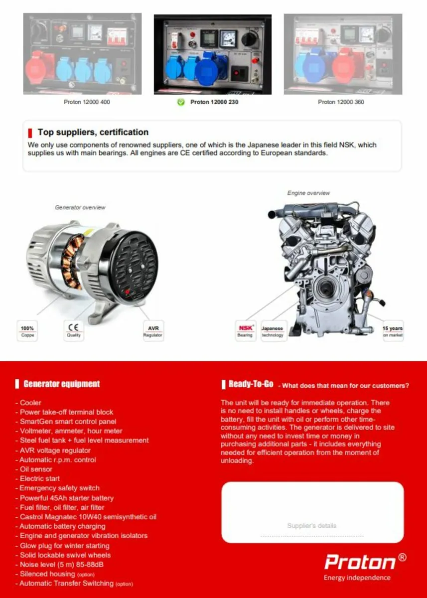Diesel Generator Proton 12000 230 12 kW/(15.0 kVA) - Image 3