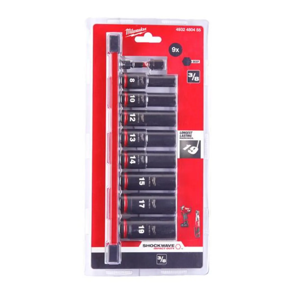 Milwaukee 3/8″ Shockwave Deep Impact Socket Set - Image 2