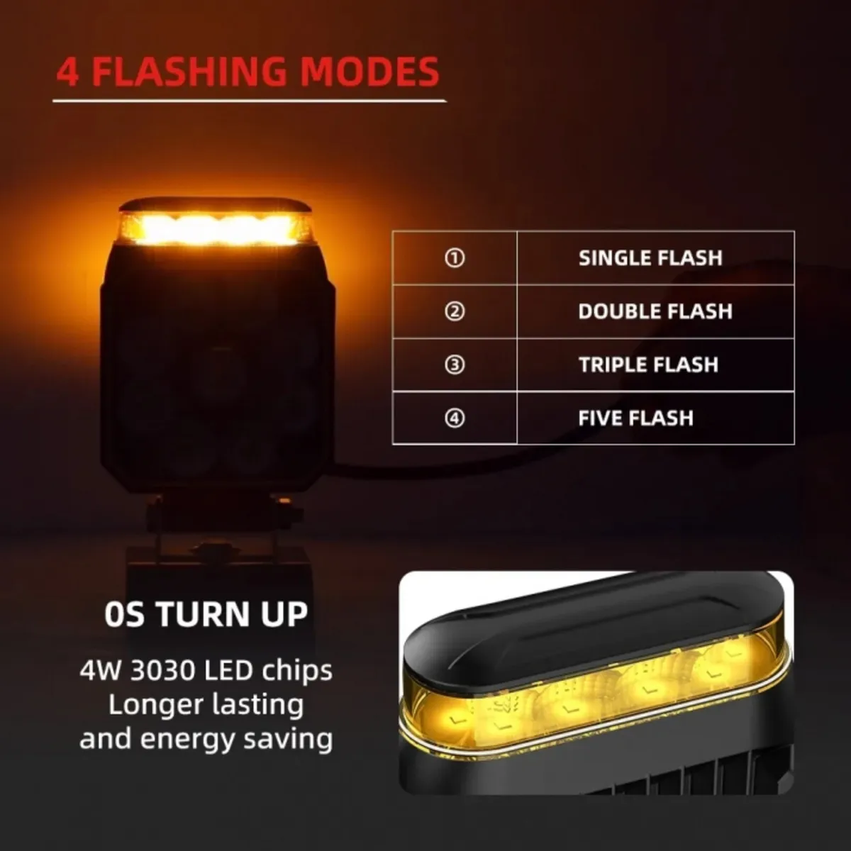 LED White Worklight with Amber Strobe – 14W, 12V - Image 4