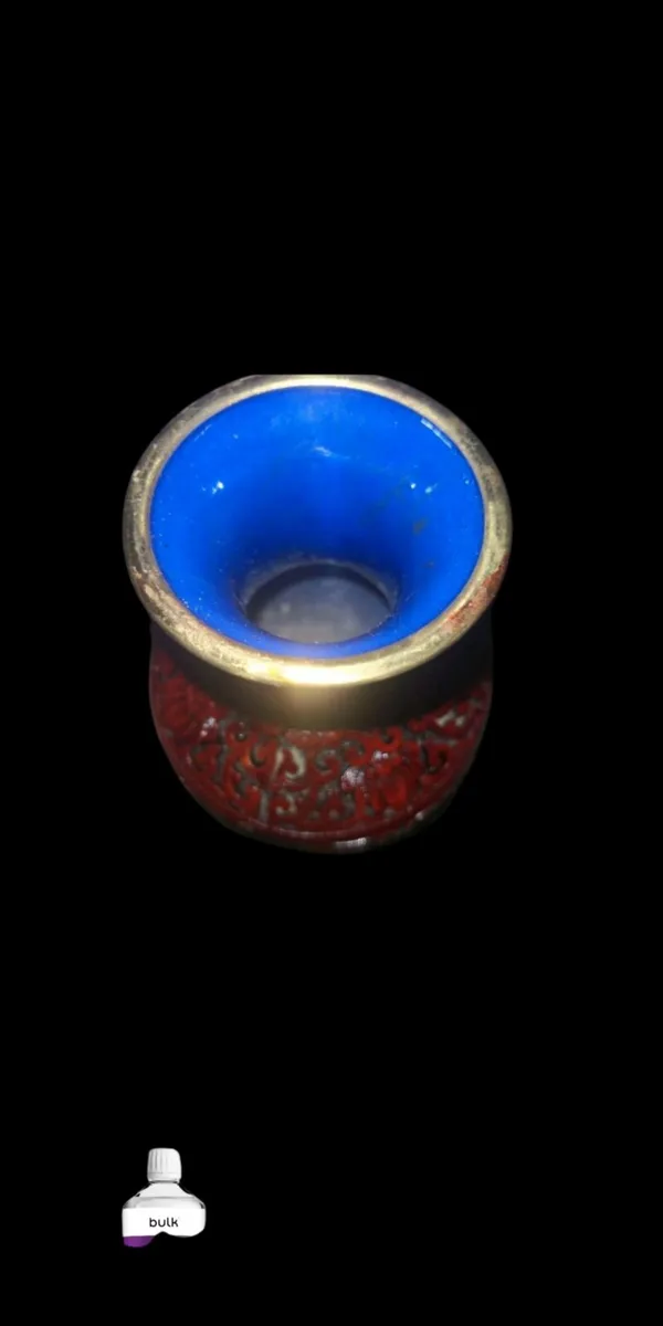 Antique Chinese Cinnabar blue enamel vase - Image 3